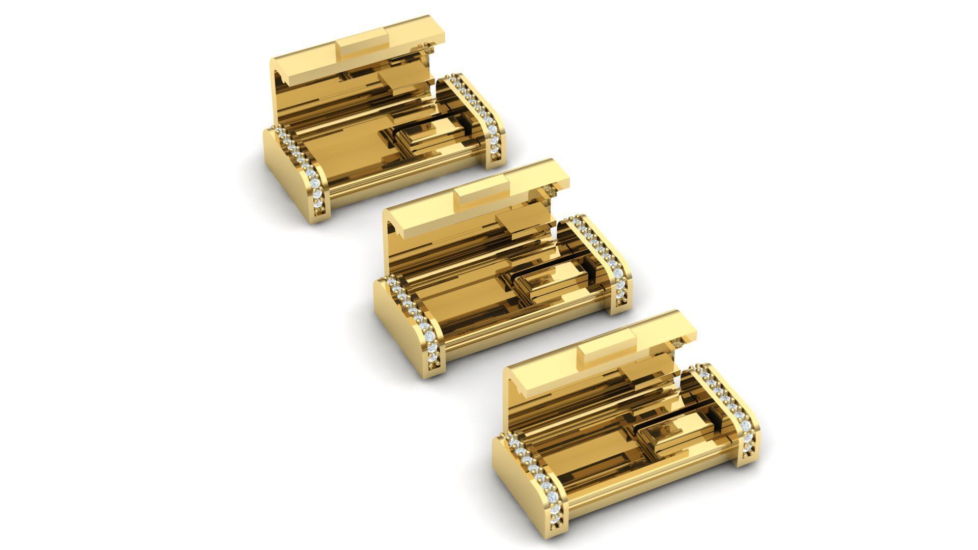 PACK Cuban Locks with Diamonds Sides 11mm 12mm 13mm 3D print model_1