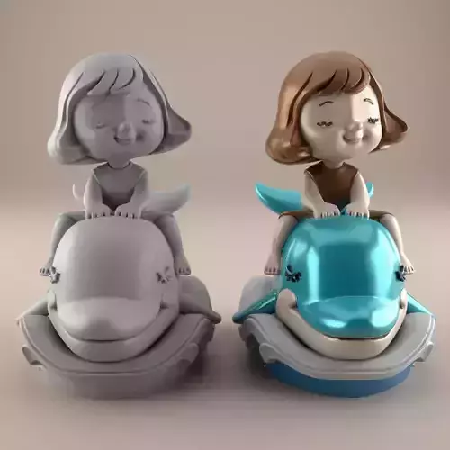 Dolphin Ride 3D Model for Kids Room Decor STL File