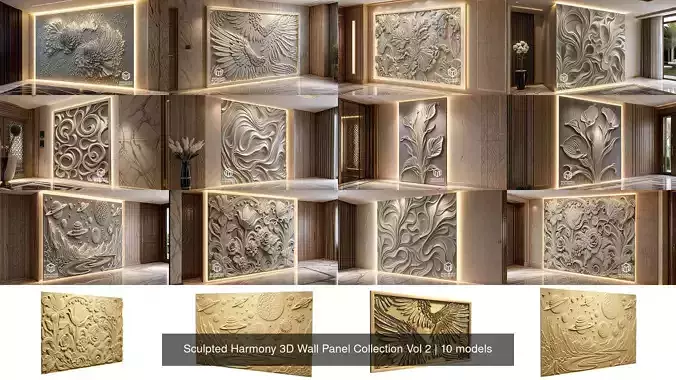 Sculpted Harmony 3D Wall Panel Collection Vol 2