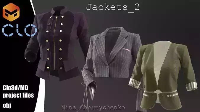 Jackets 2 - Marvelous Designer project and OBJ