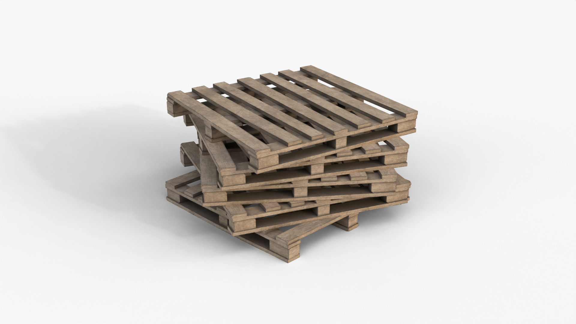 Wood Pallet Low-poly 3D model_6