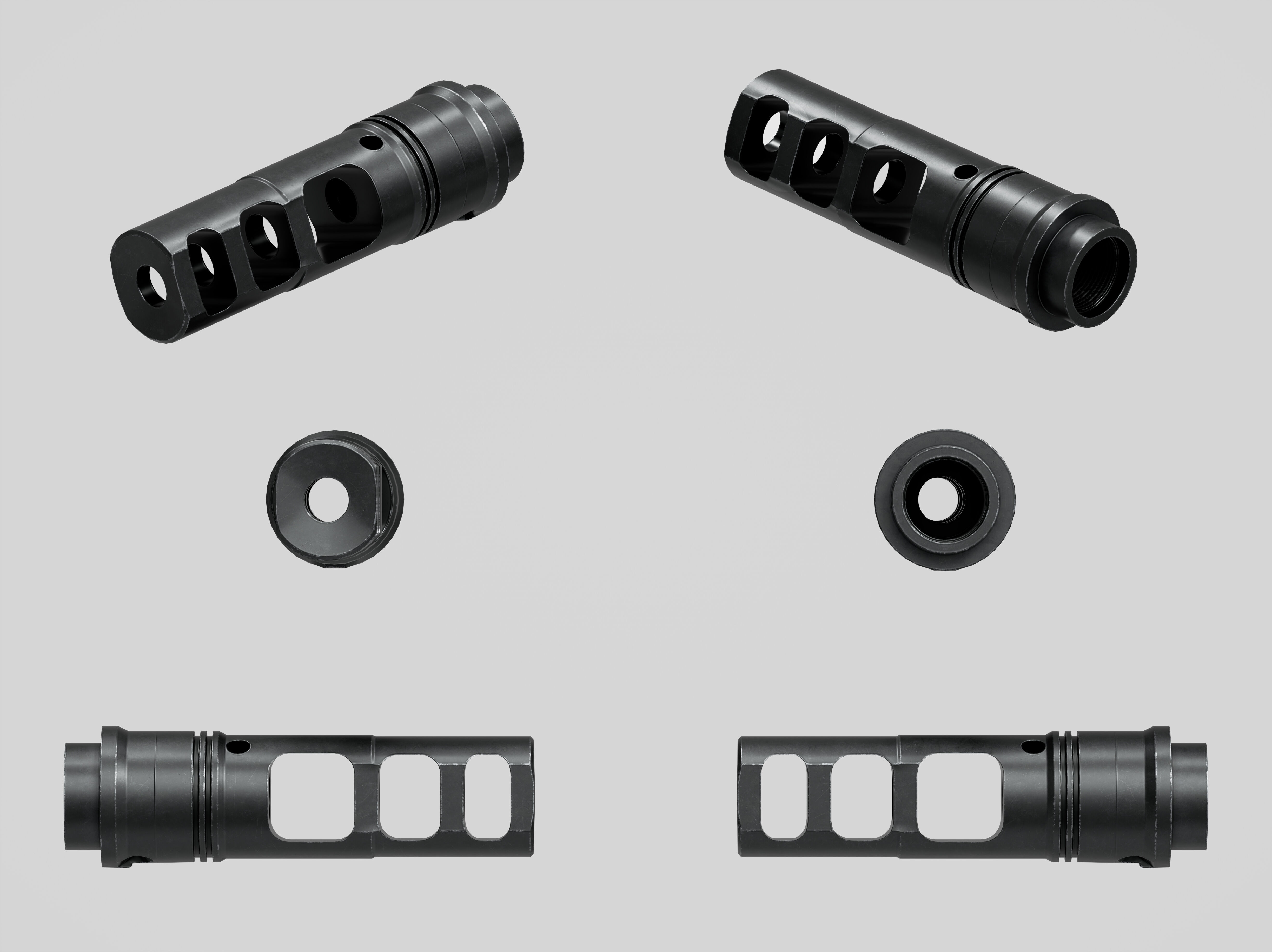 SFMB-338 SOCOM Muzzle Brake Suppressor Adapter Low-poly 3D model_3