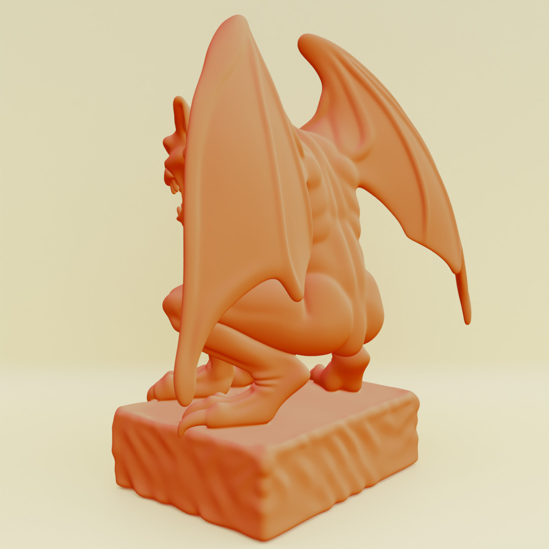 Gargoyle Guardian Statue Stone Printable 3D print model_11