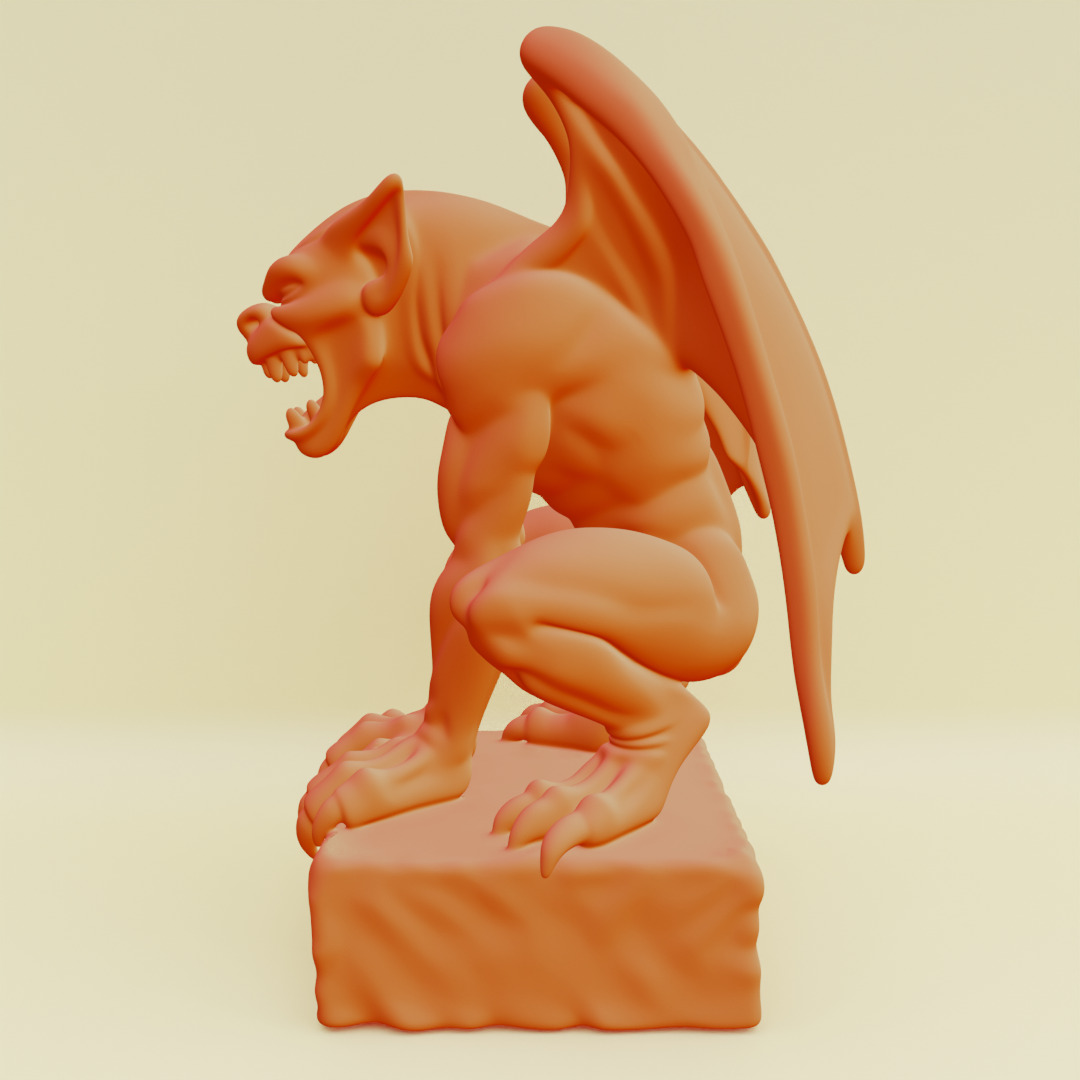 Gargoyle Guardian Statue Stone Printable 3D print model_8
