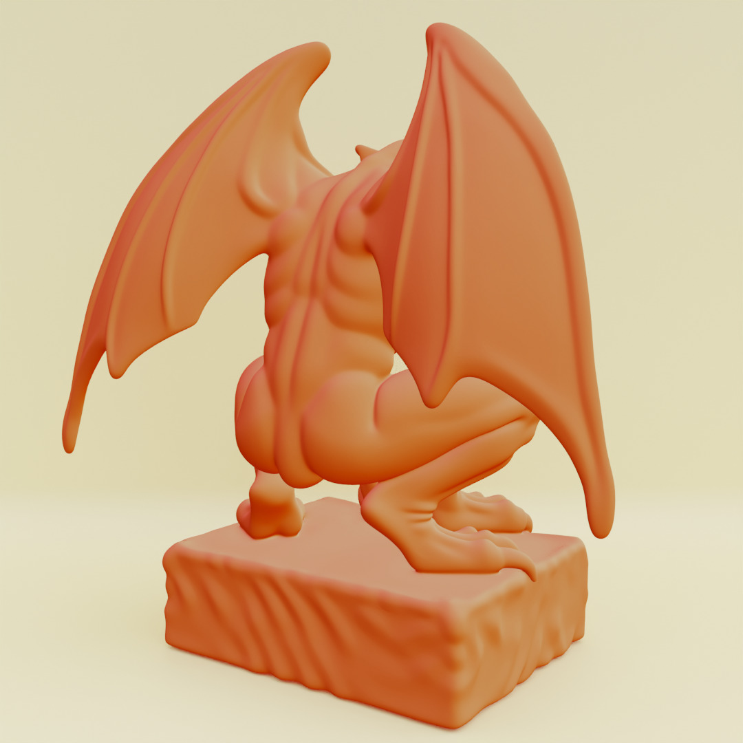 Gargoyle Guardian Statue Stone Printable 3D print model_14