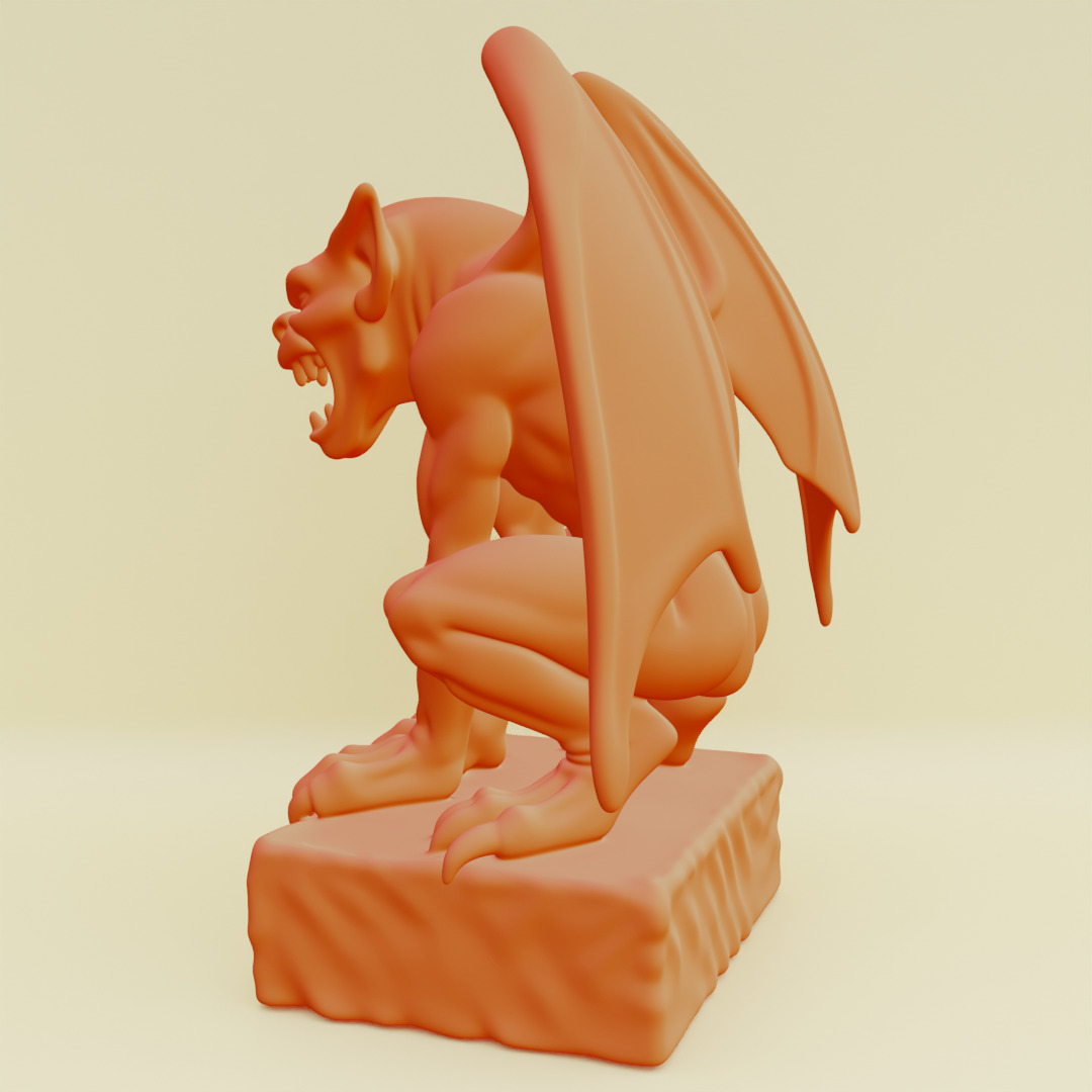 Gargoyle Guardian Statue Stone Printable 3D print model_9