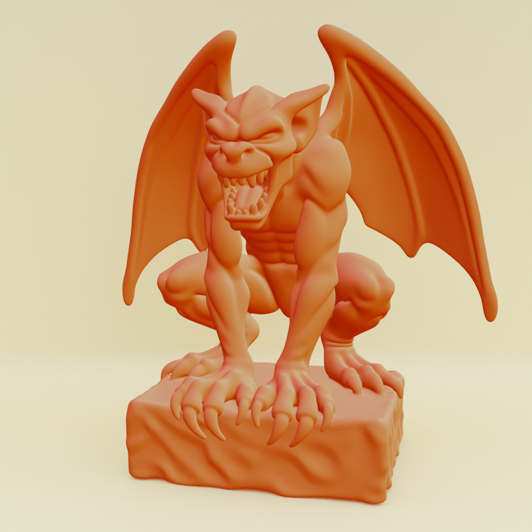 Gargoyle Guardian Statue Stone Printable 3D print model_2