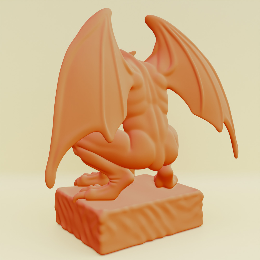 Gargoyle Guardian Statue Stone Printable 3D print model_12