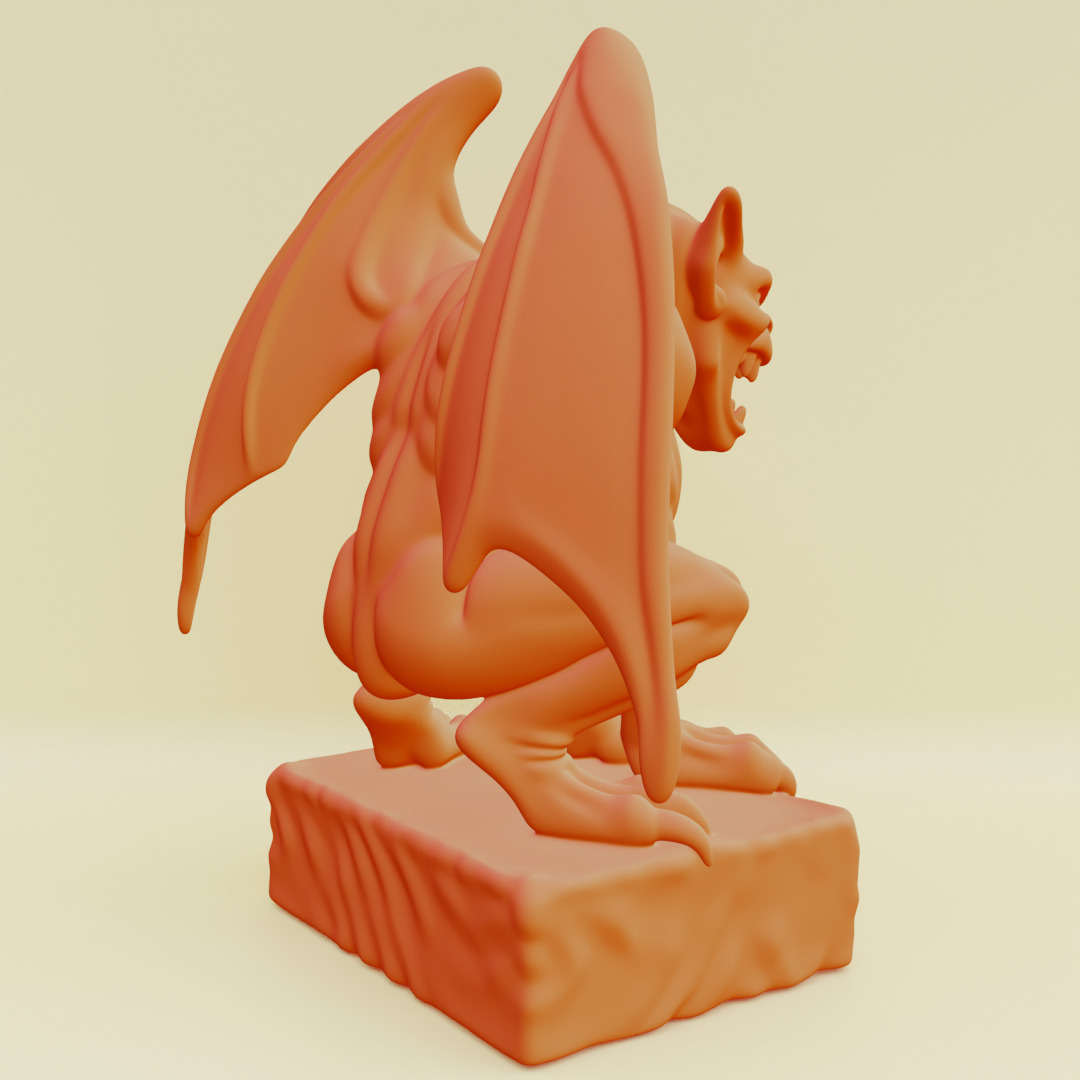 Gargoyle Guardian Statue Stone Printable 3D print model_15