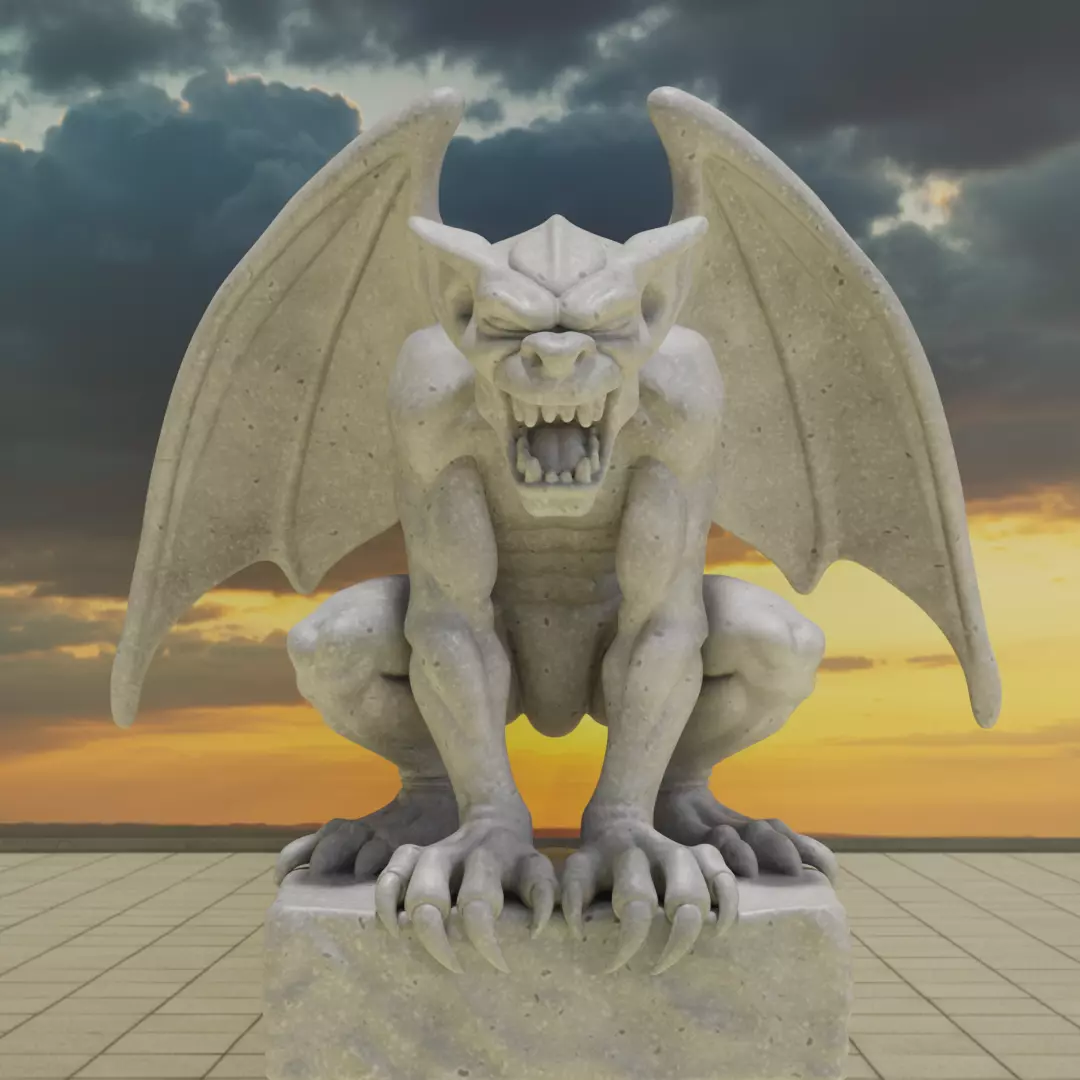 Gargoyle Guardian Statue Stone Printable 3D print model_0