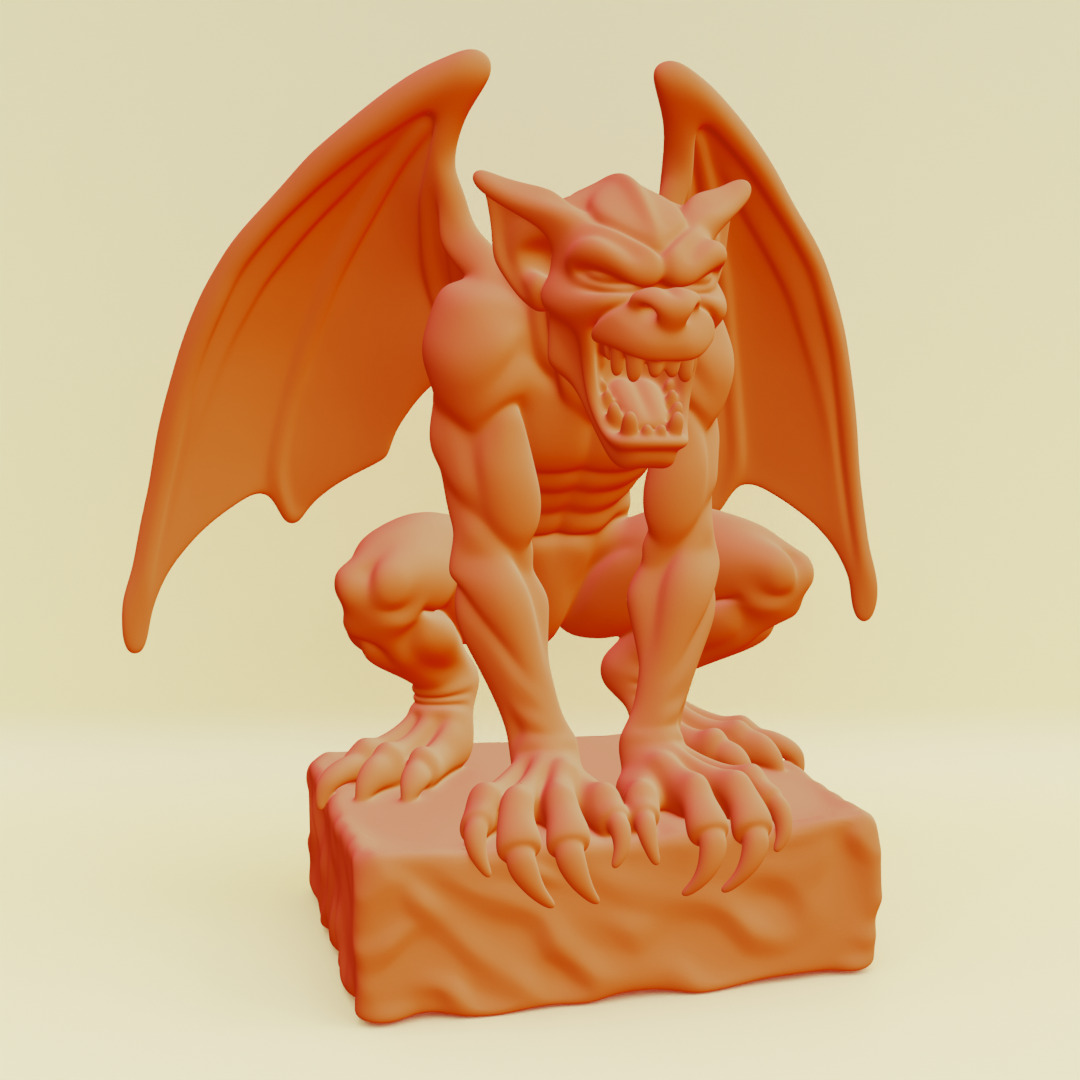 Gargoyle Guardian Statue Stone Printable 3D print model_19