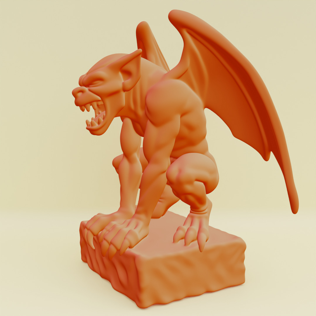 Gargoyle Guardian Statue Stone Printable 3D print model_5