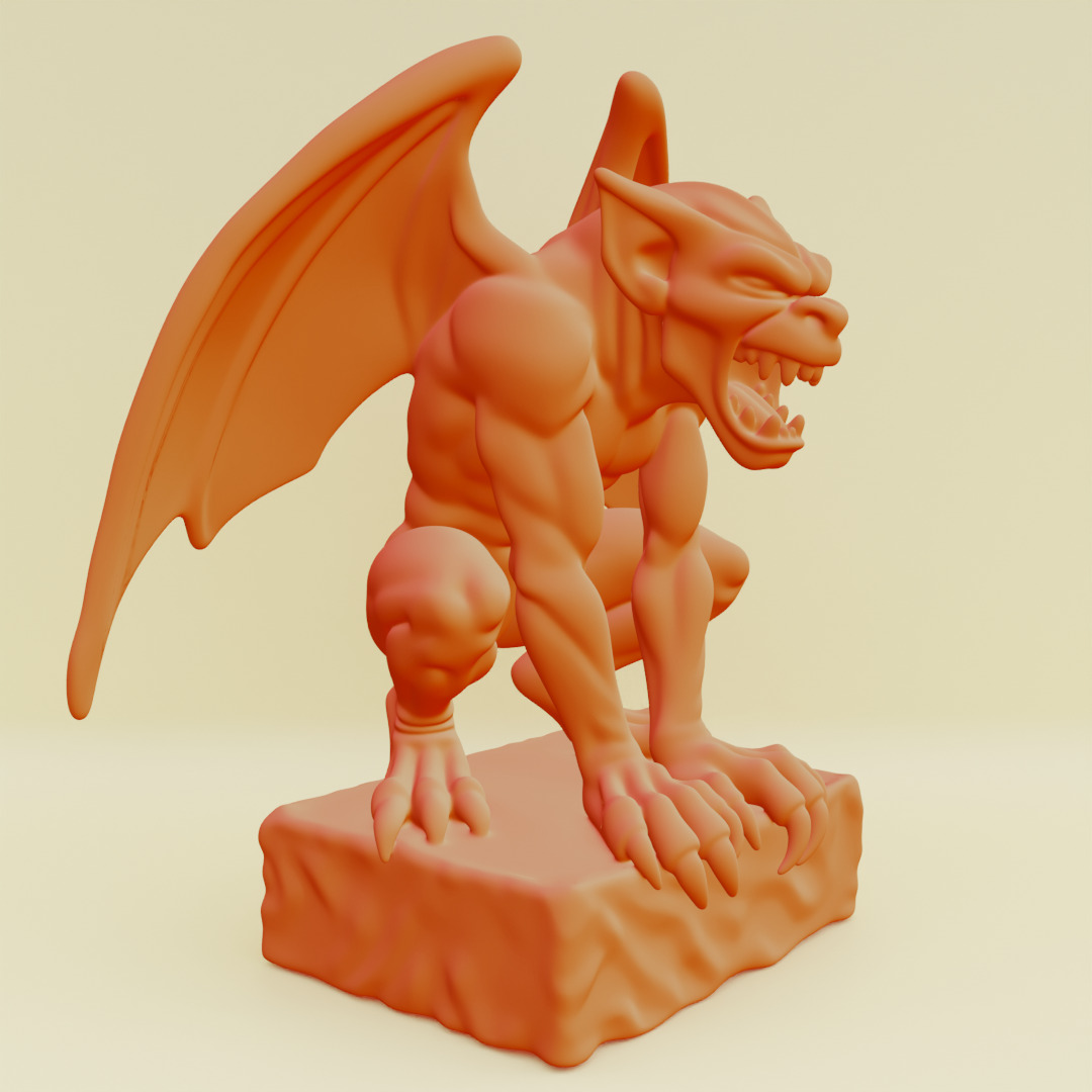 Gargoyle Guardian Statue Stone Printable 3D print model_17