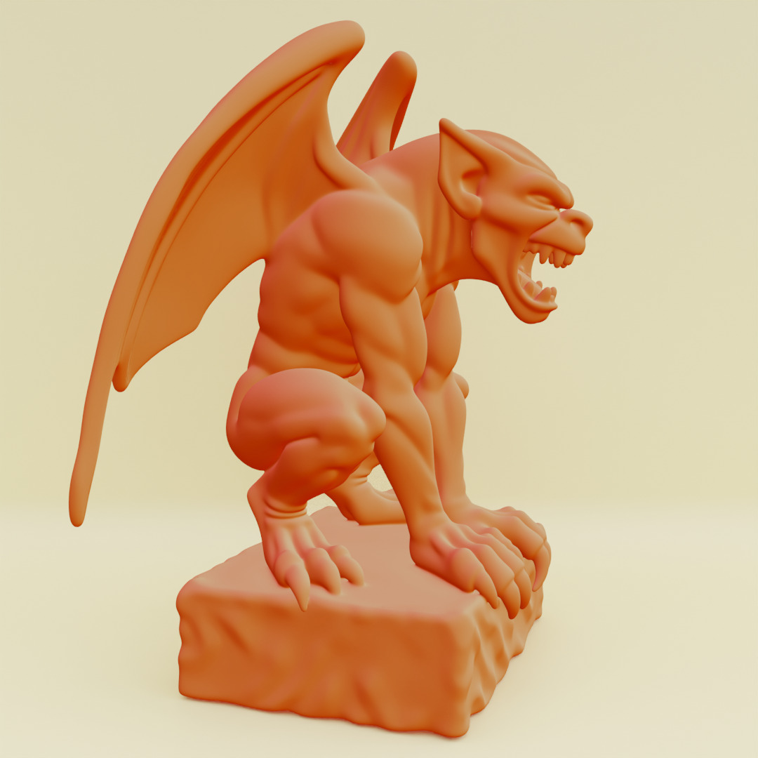 Gargoyle Guardian Statue Stone Printable 3D print model_10