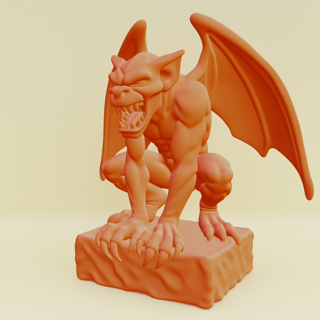 Gargoyle Guardian Statue Stone Printable 3D print model_3