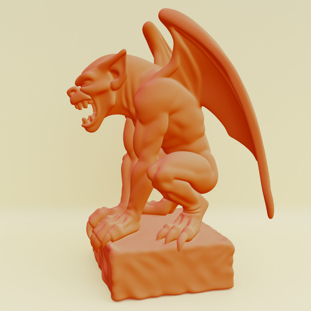 Gargoyle Guardian Statue Stone Printable 3D print model_7