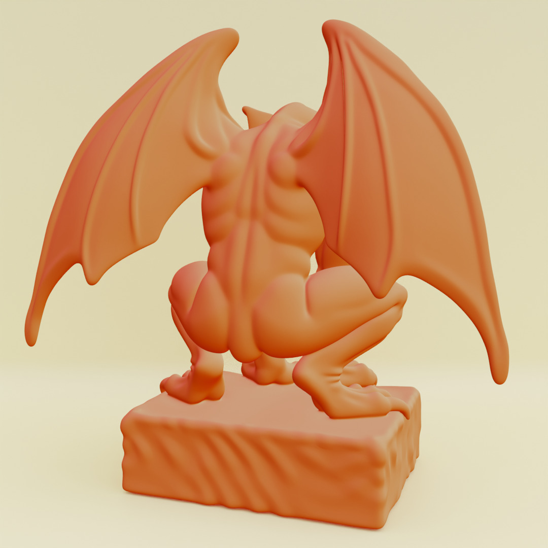 Gargoyle Guardian Statue Stone Printable 3D print model_6
