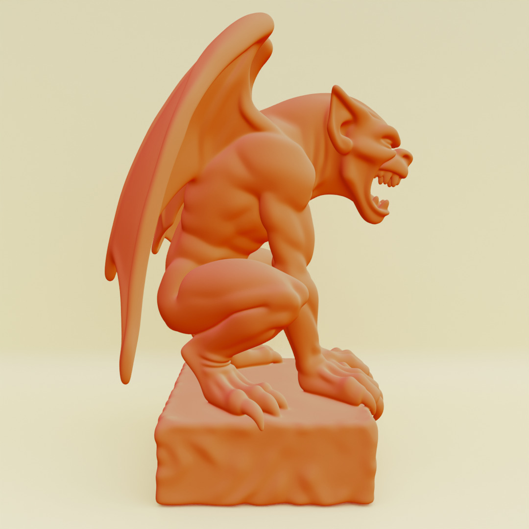 Gargoyle Guardian Statue Stone Printable 3D print model_16