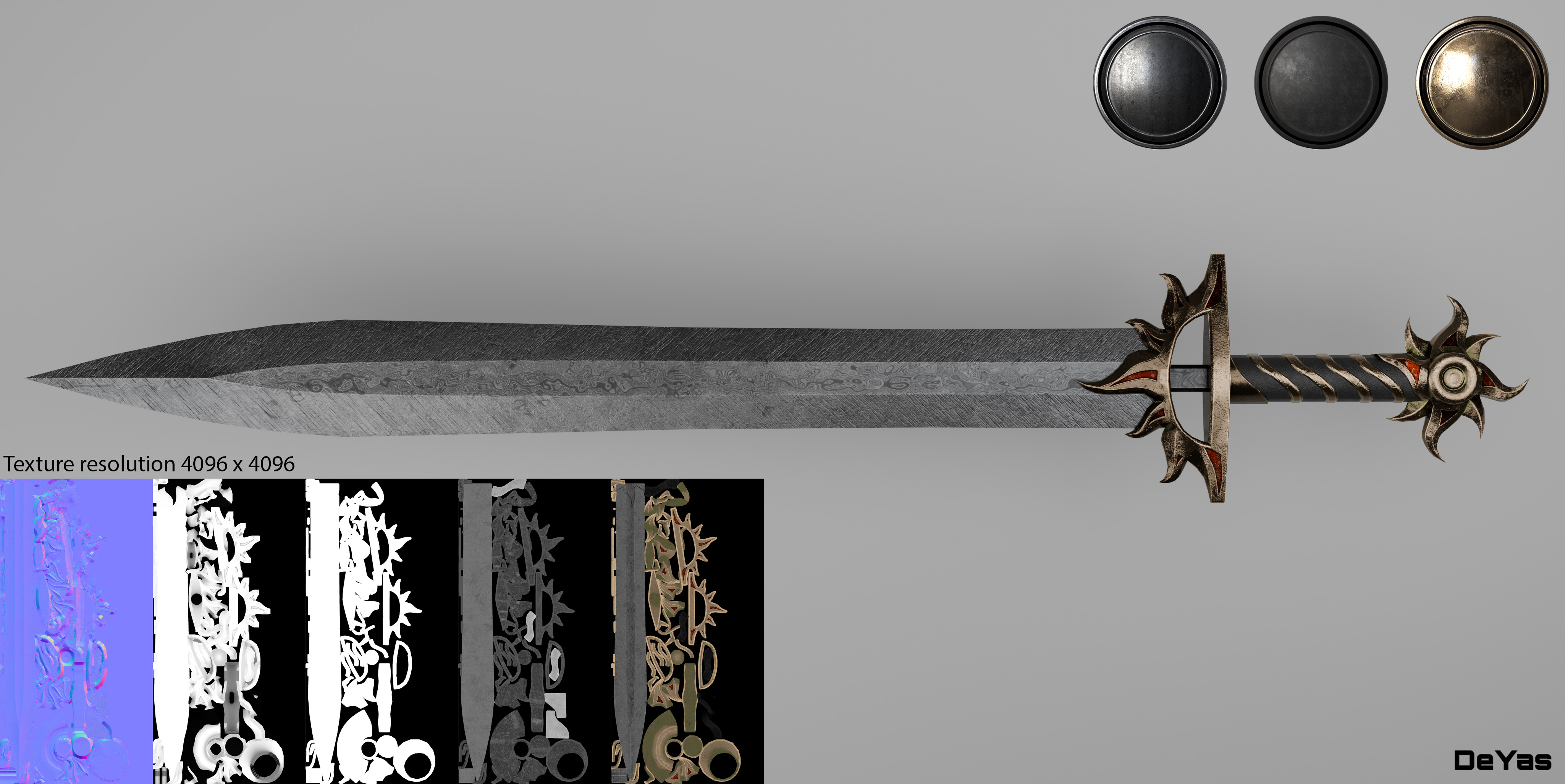 Solar sword  Low-poly 3D model_2