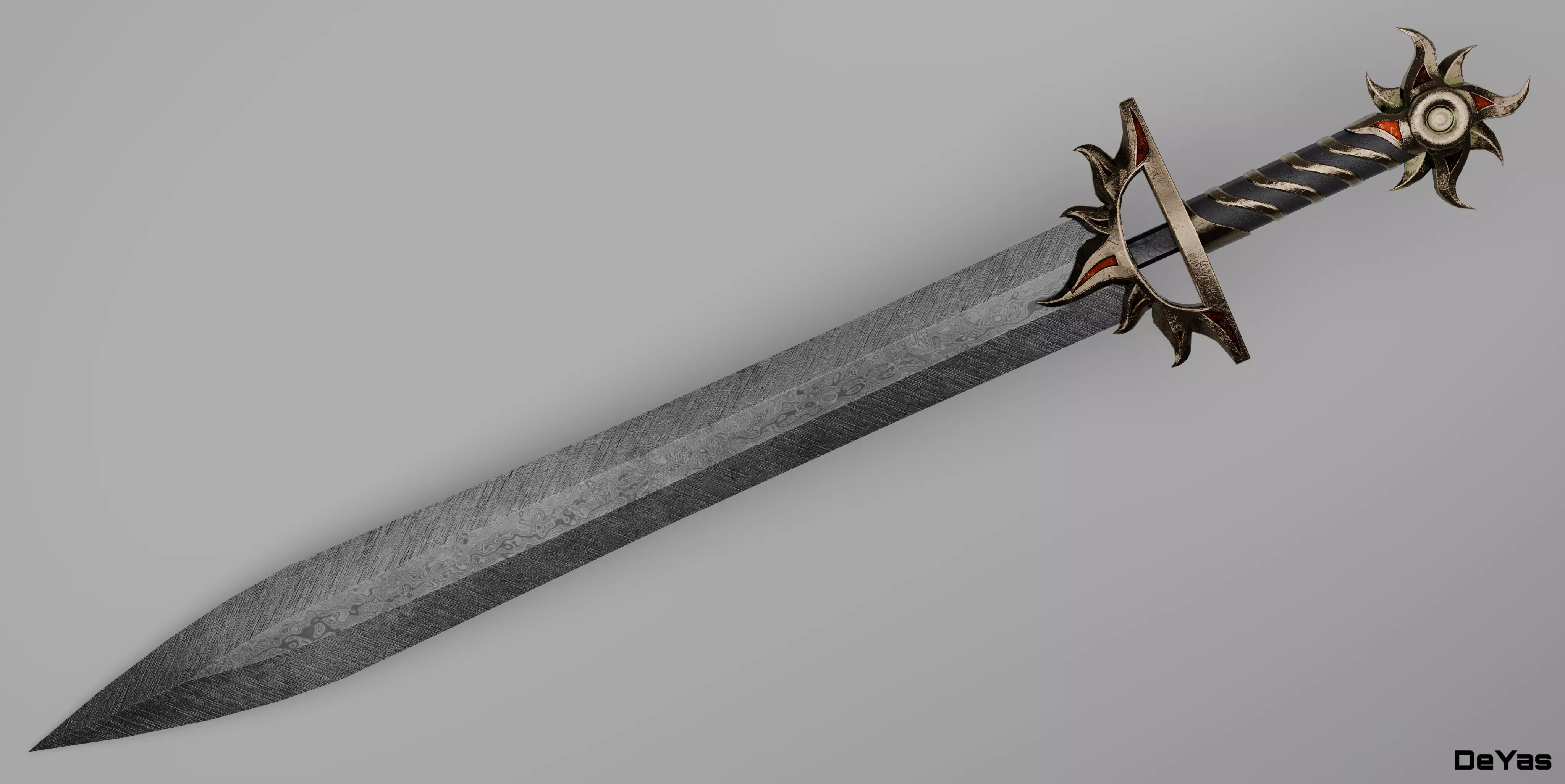 Solar sword  Low-poly 3D model_0