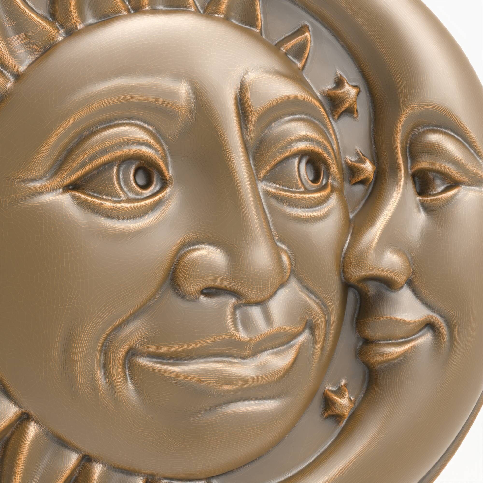 Sun Moon Face Relief Celestial Wall Art Medallion Plaque 3D print model_10