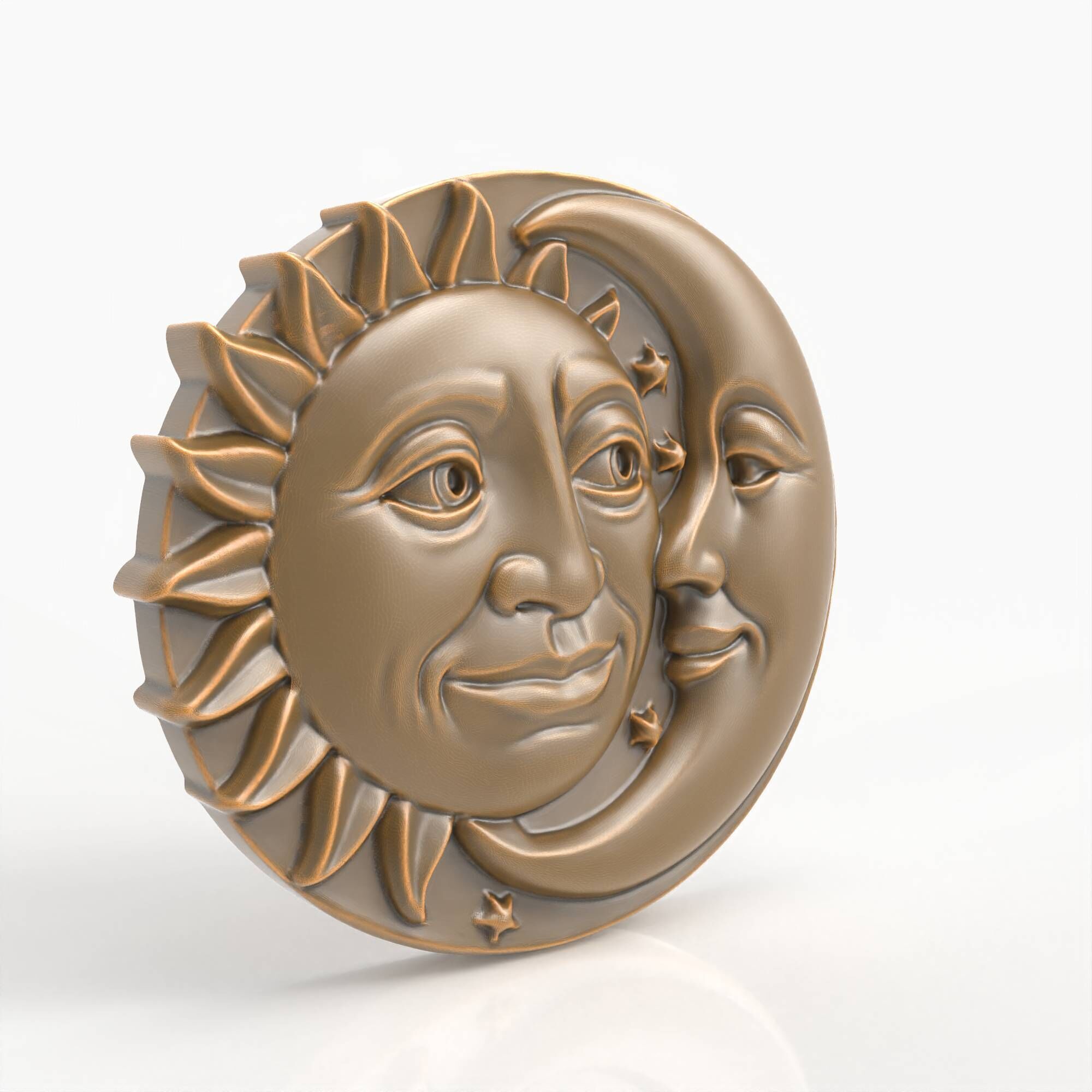 Sun Moon Face Relief Celestial Wall Art Medallion Plaque 3D print model_5