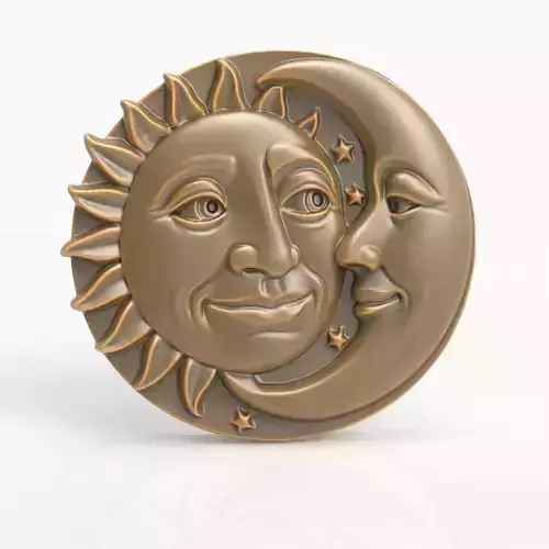 Sun Moon Face Relief Celestial Wall Art Medallion Plaque 3D print model