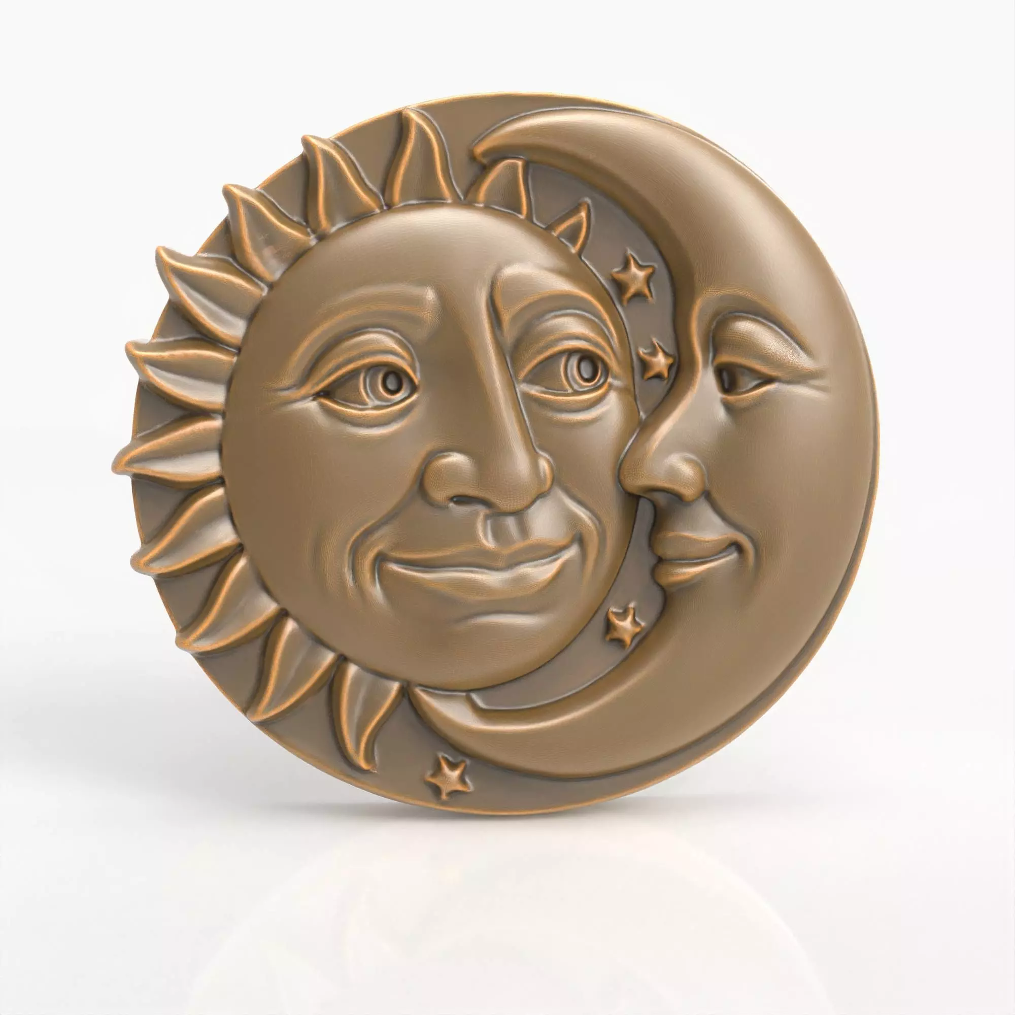 Sun Moon Face Relief Celestial Wall Art Medallion Plaque 3D print model_0