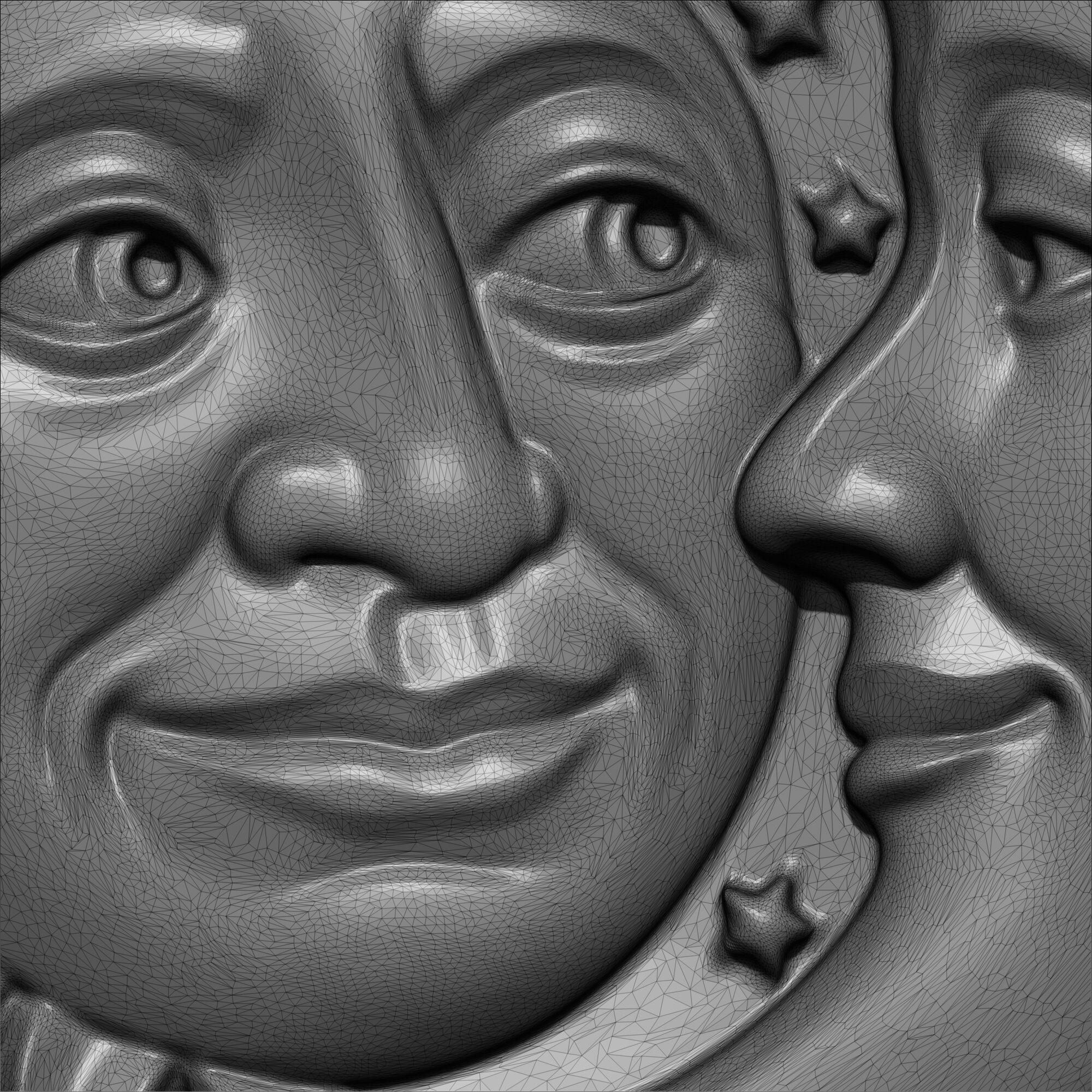 Sun Moon Face Relief Celestial Wall Art Medallion Plaque 3D print model_12