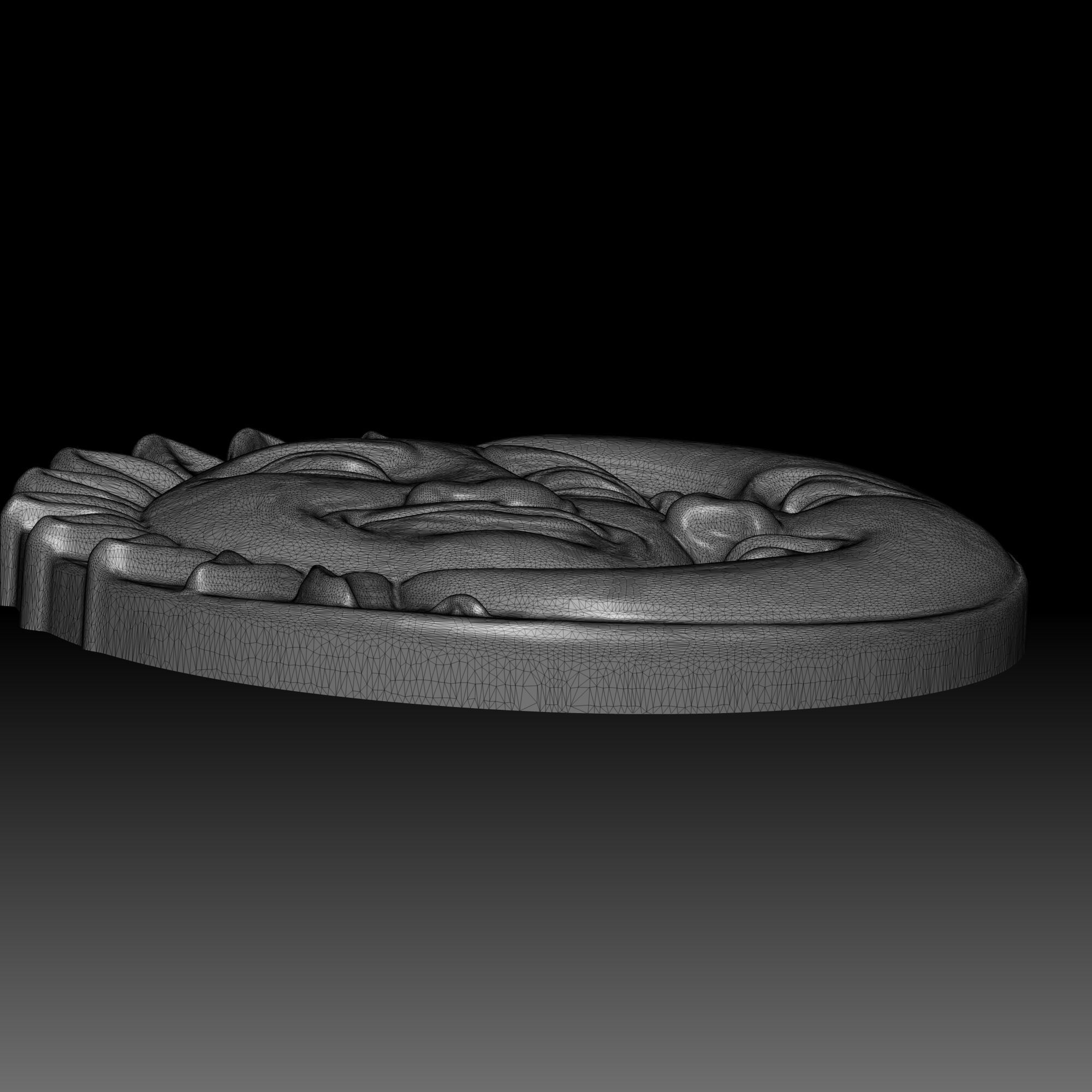 Sun Moon Face Relief Celestial Wall Art Medallion Plaque 3D print model_9