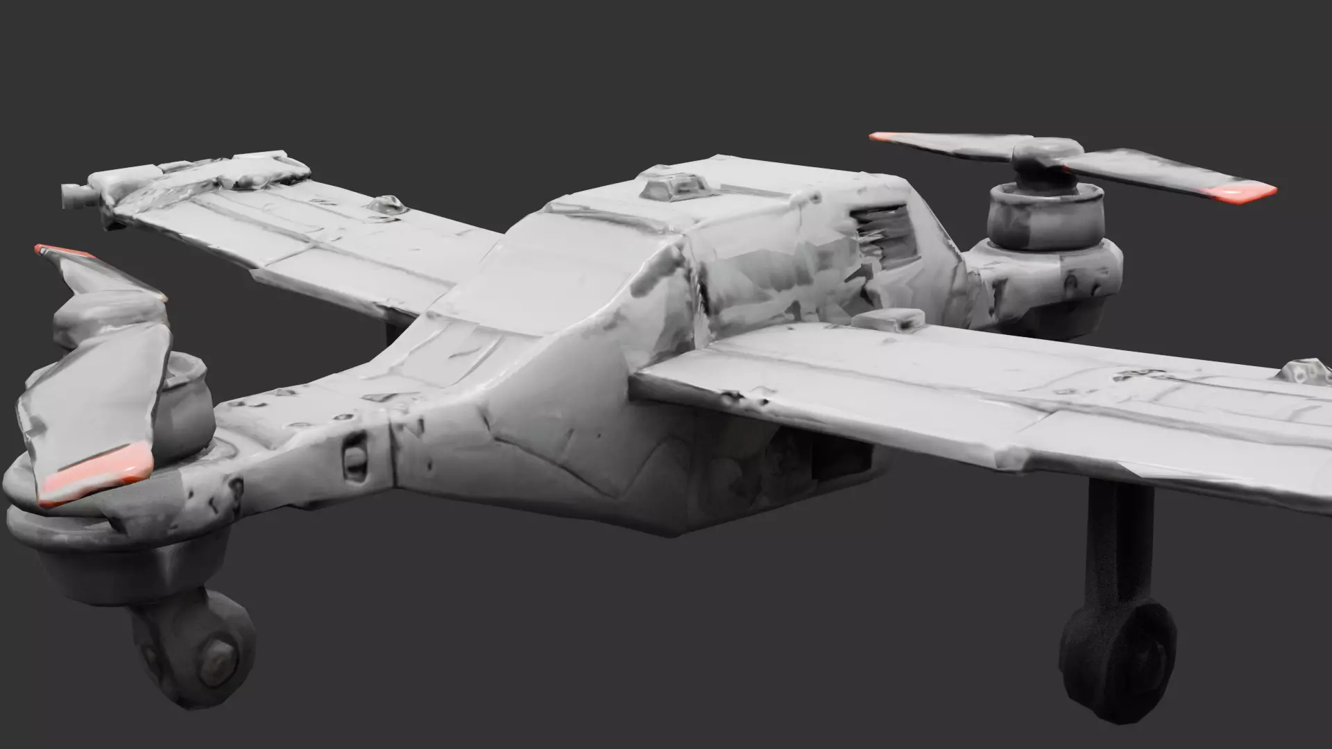Crashed Drone Wreckage Low-poly 3D model