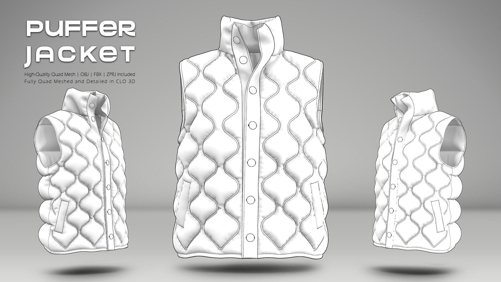 Puffer Jacket 03  3D model_8