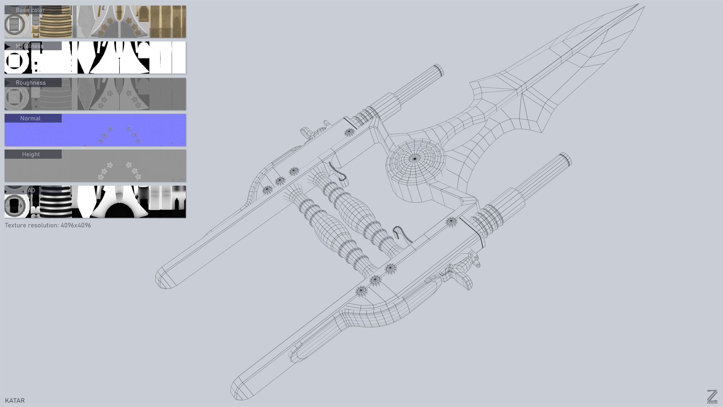 Katar Low-poly 3D model_3