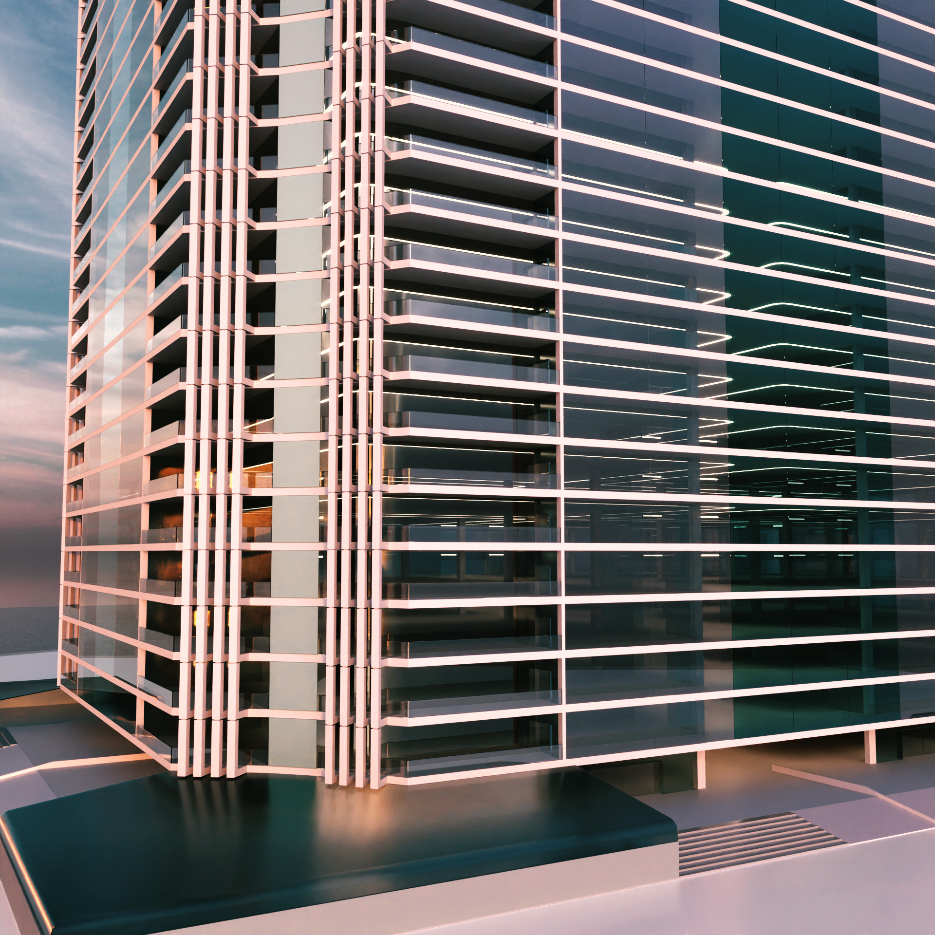 Modern Building Concept V303 3D model_7