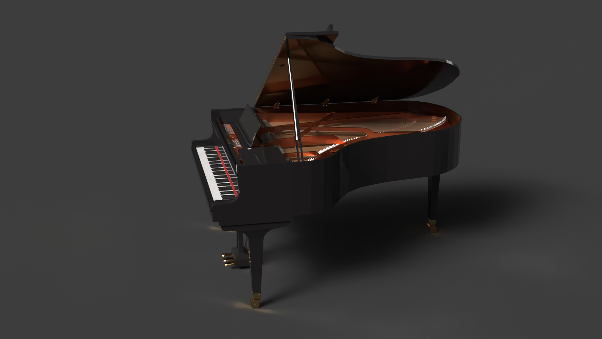 Chinese black grand piano Low-poly 3D model_3