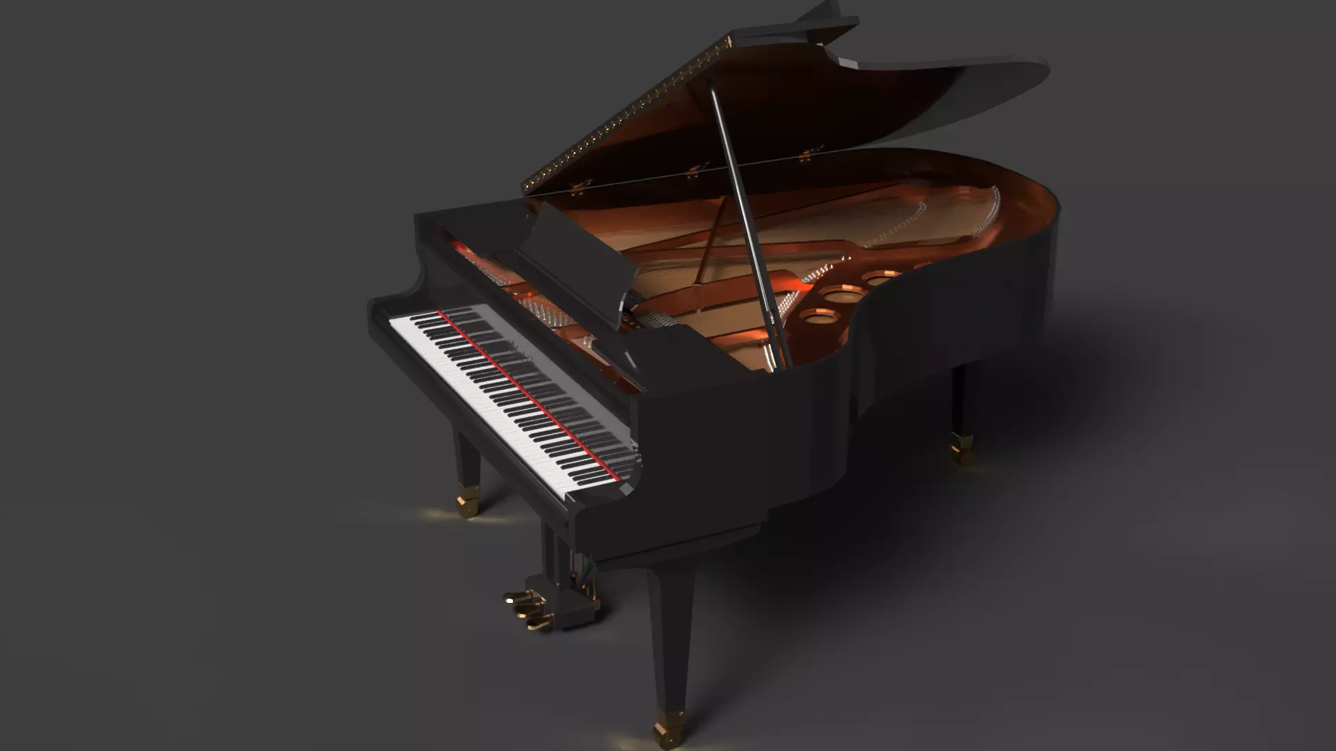 Chinese black grand piano Low-poly 3D model_0