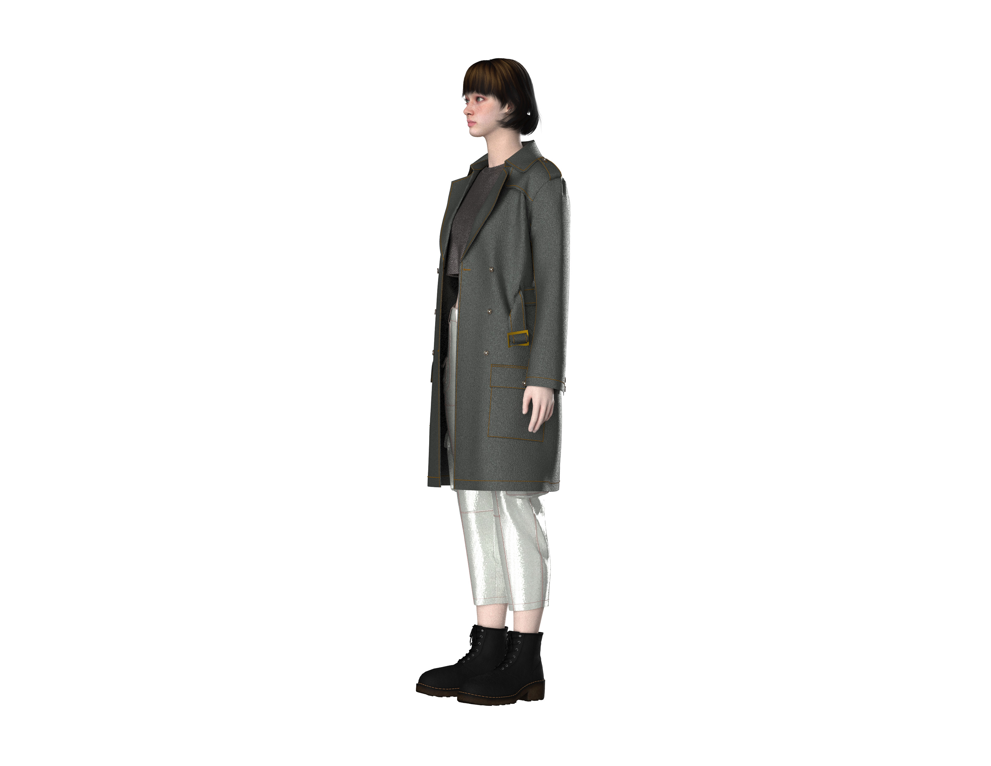 93 coat with capri for women 3D print model_3