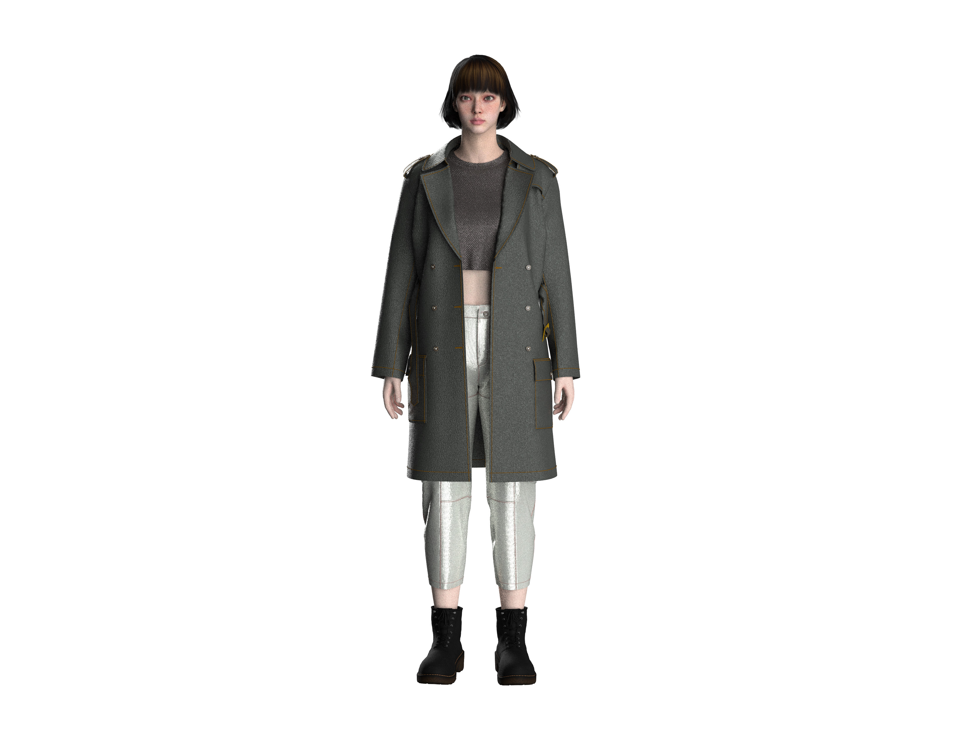 93 coat with capri for women 3D print model_1