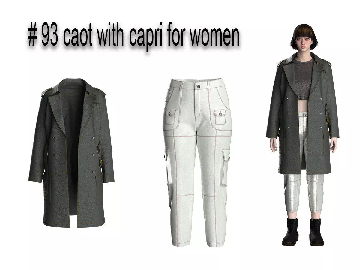 93 coat with capri for women 3D print model_0