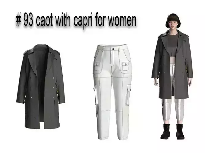 93 coat with capri for women 3D print model 93 coat with capri for women 3D print model