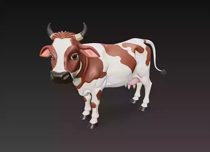 Cow Brown 3D Model Basic - Low Poly Simple Low-poly 3D model