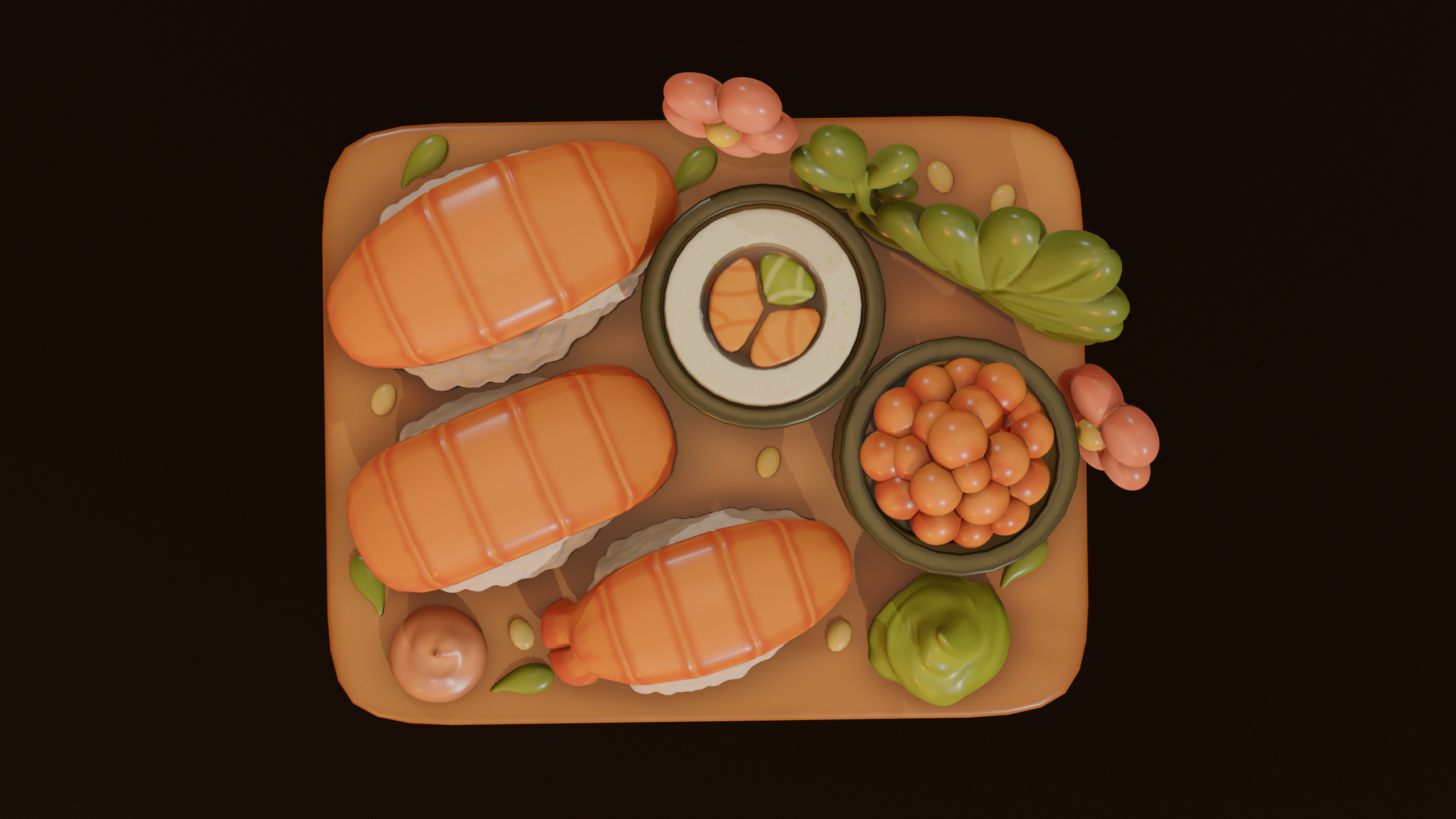 Stylized Sushi Set 3D Cartoon Food Model Low-poly 3D model_2