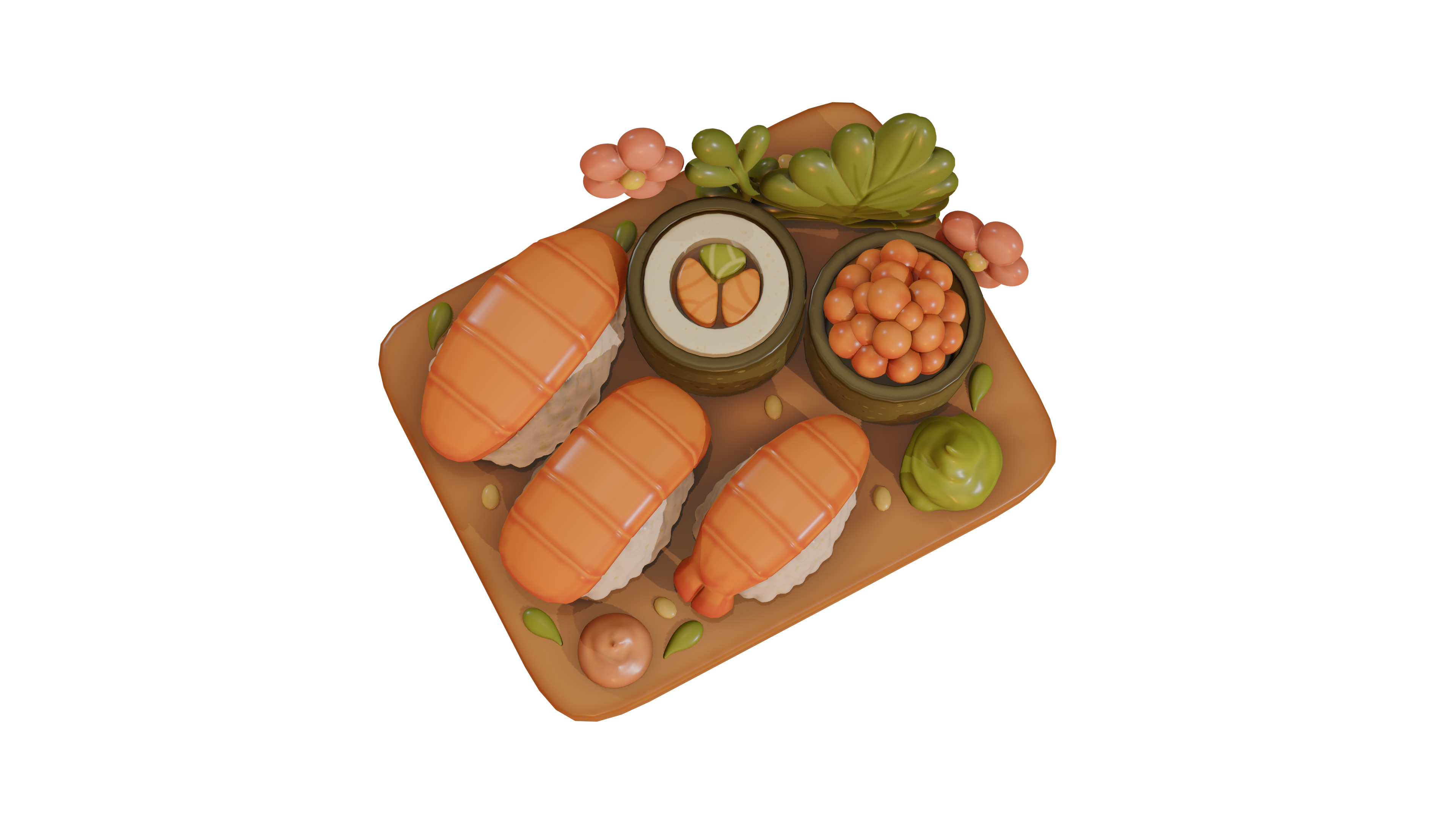 Stylized Sushi Set 3D Cartoon Food Model Low-poly 3D model_6