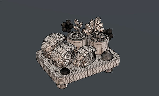 Stylized Sushi Set 3D Cartoon Food Model Low-poly 3D model 7