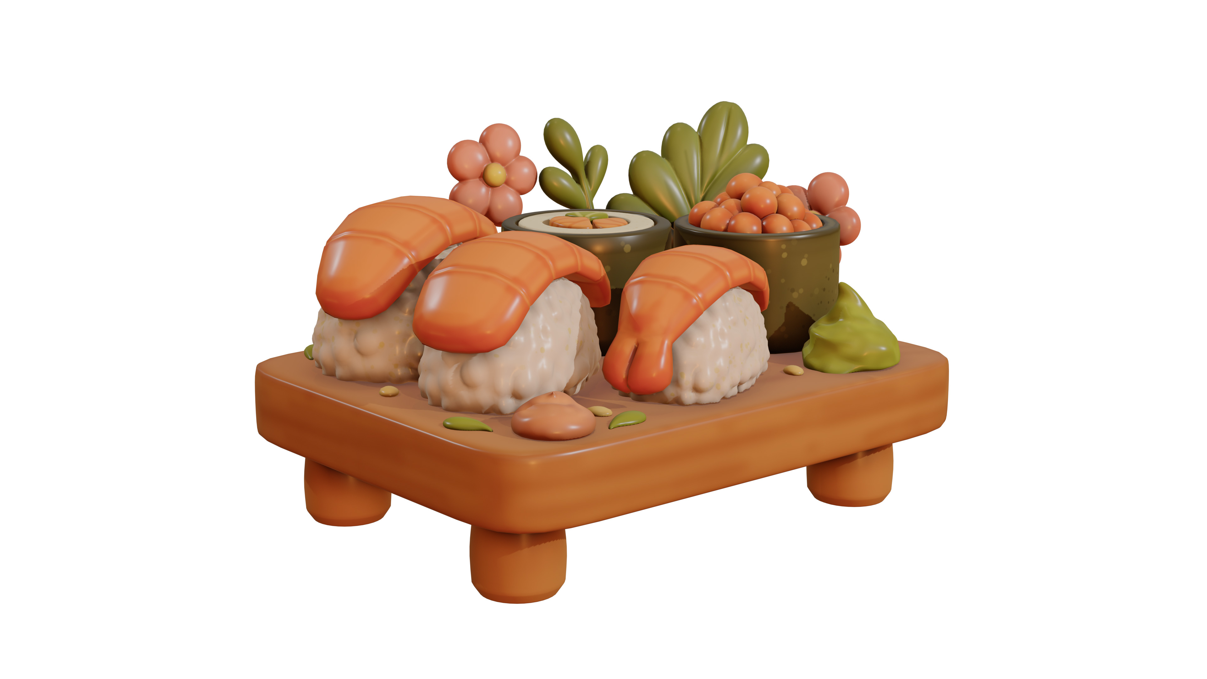 Stylized Sushi Set 3D Cartoon Food Model Low-poly 3D model_5