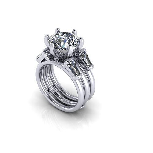 Princess wedding diamond ring 3D print model