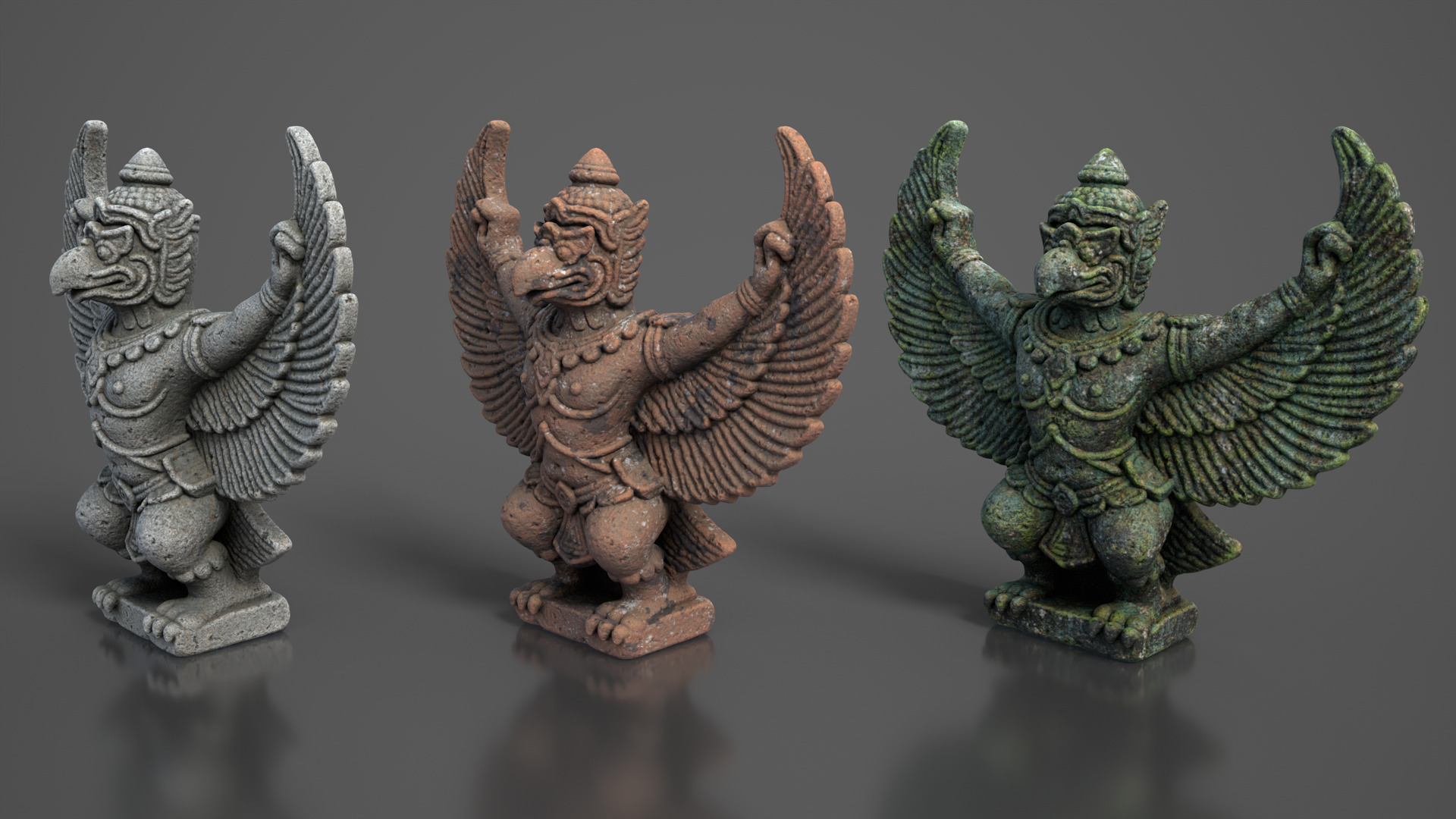 Ancient Khmer Statue 04-250522 Low-poly 3D model_7