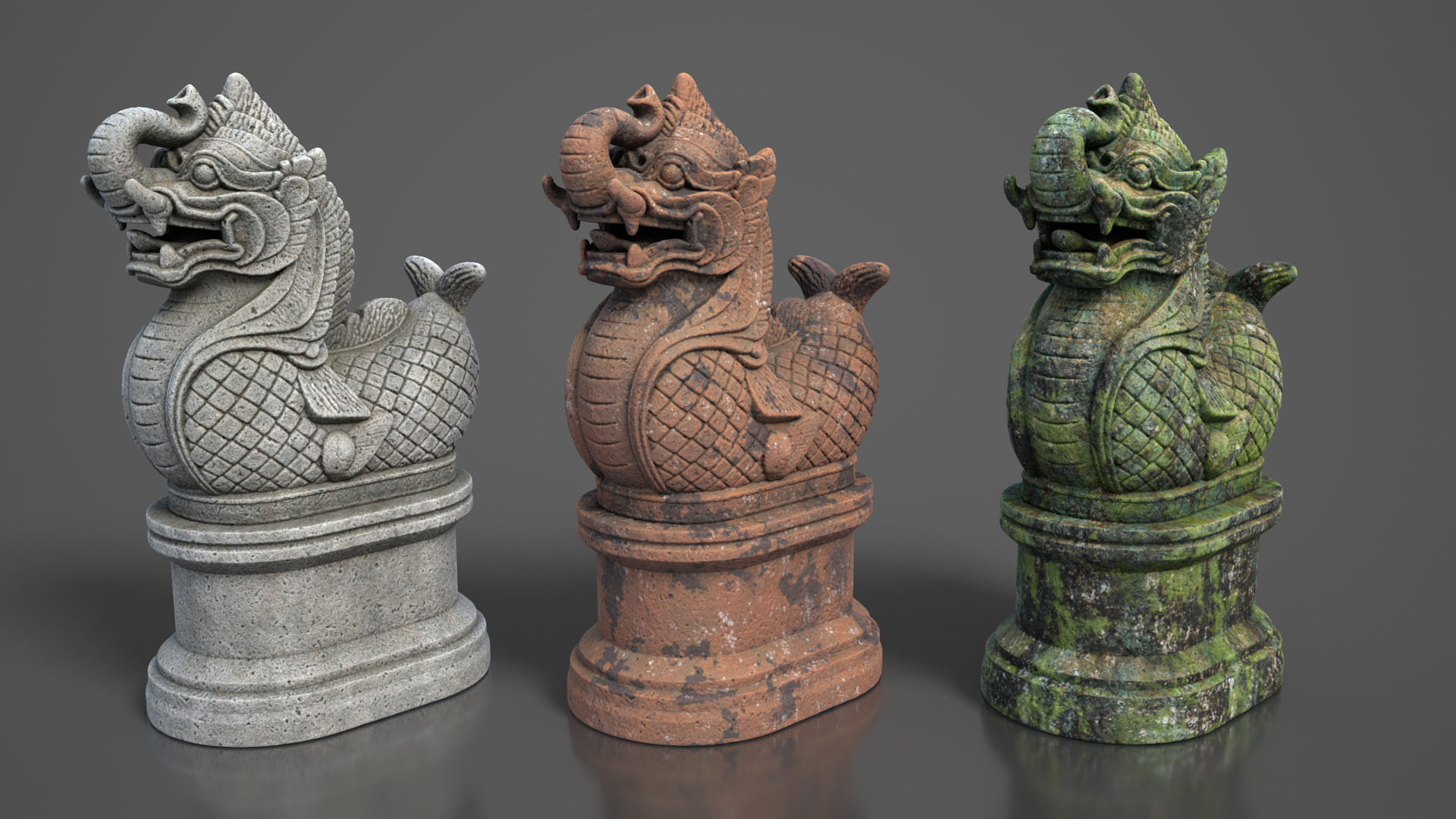 Ancient Khmer Statue 03-250522 Low-poly 3D model_6