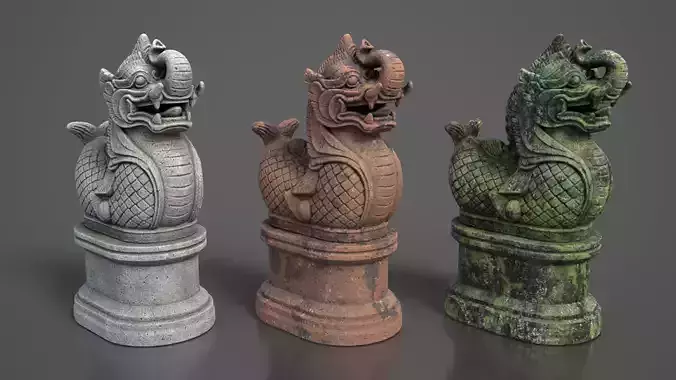 Ancient Khmer Statue 03-250522 Low-poly 3D model Ancient Khmer Statue 03-250522 Low-poly 3D model