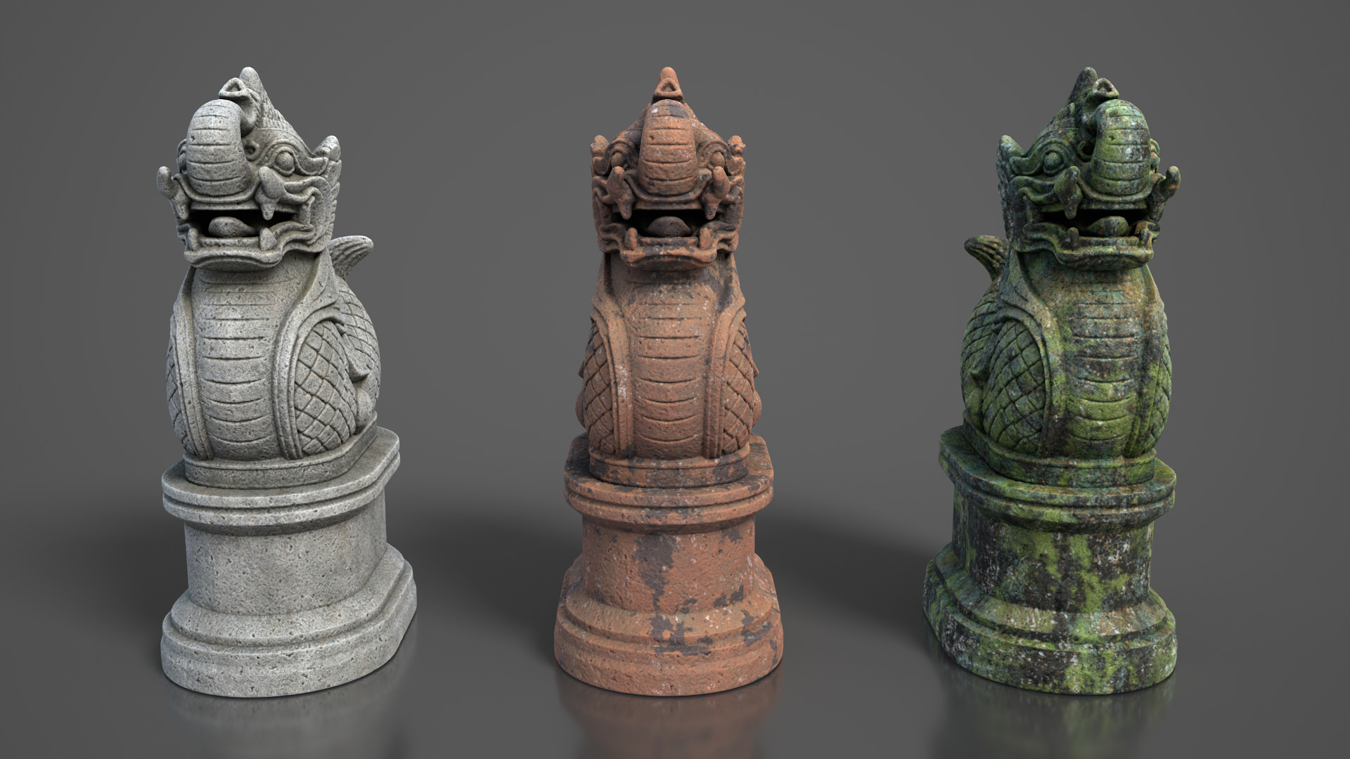 Ancient Khmer Statue 03-250522 Low-poly 3D model_7